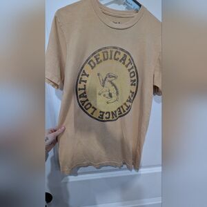 Warner Bros. Harry Potter 100% Cotton Tan Short Sleeve Tee with Yellow Graphic
